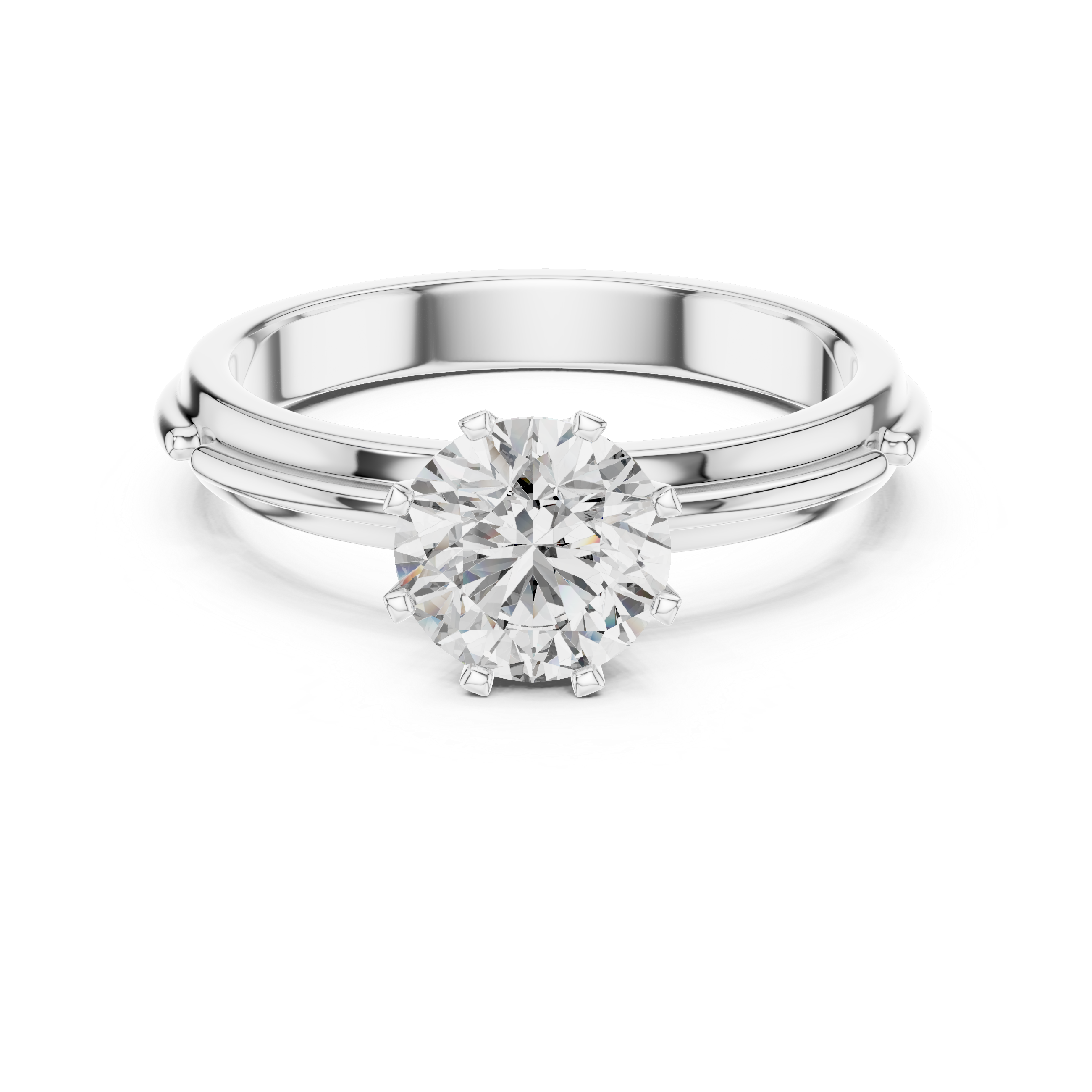 14k Gold Plated Classic Round-Cut Solitaire Engagement Ring 925 Silver