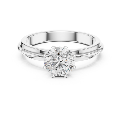 14k Gold Plated Classic Round-Cut Solitaire Engagement Ring 925 Silver