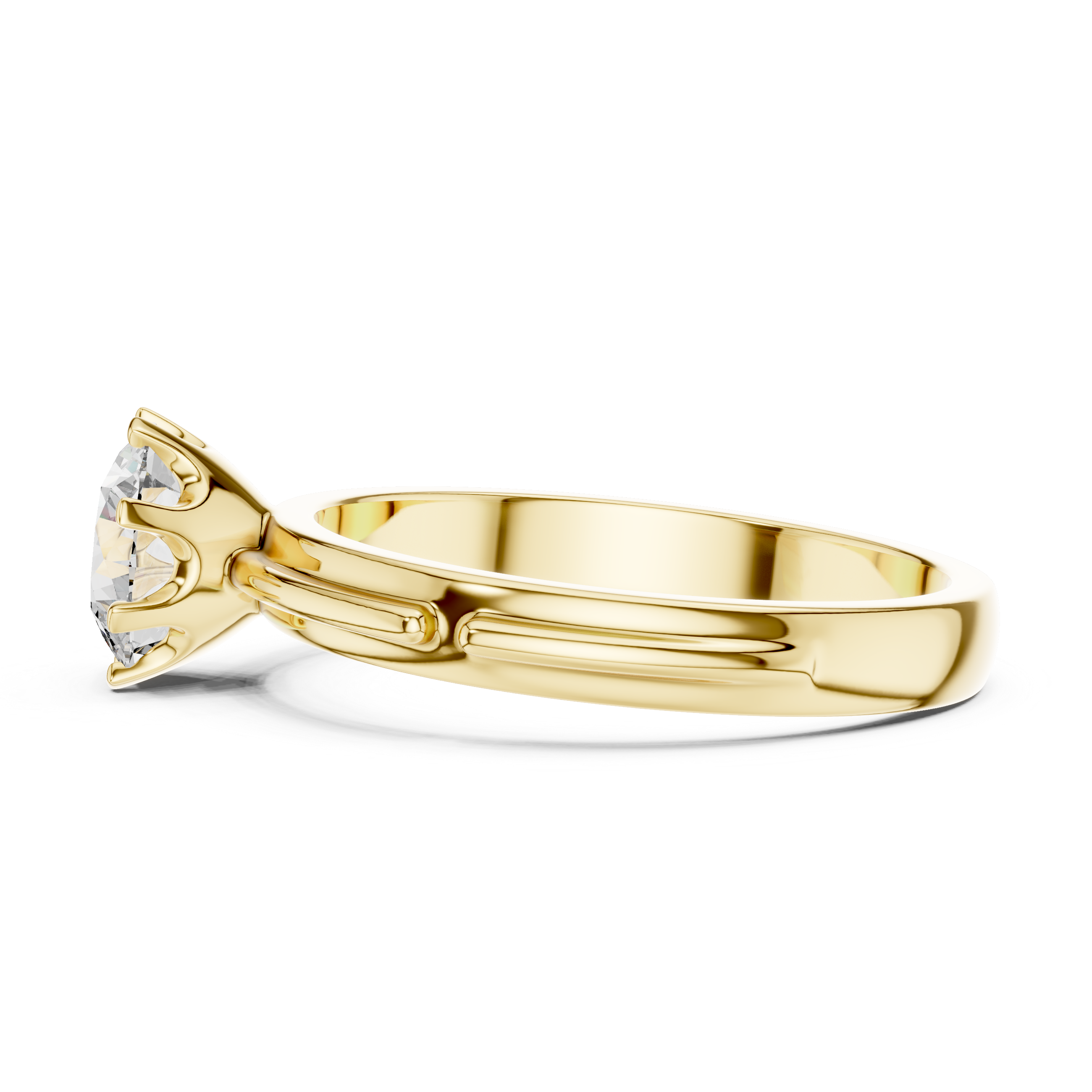 14k Gold Plated Classic Round-Cut Solitaire Engagement Ring 925 Silver