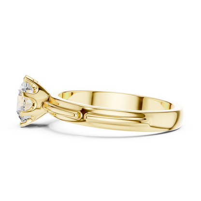 14k Gold Plated Classic Round-Cut Solitaire Engagement Ring 925 Silver