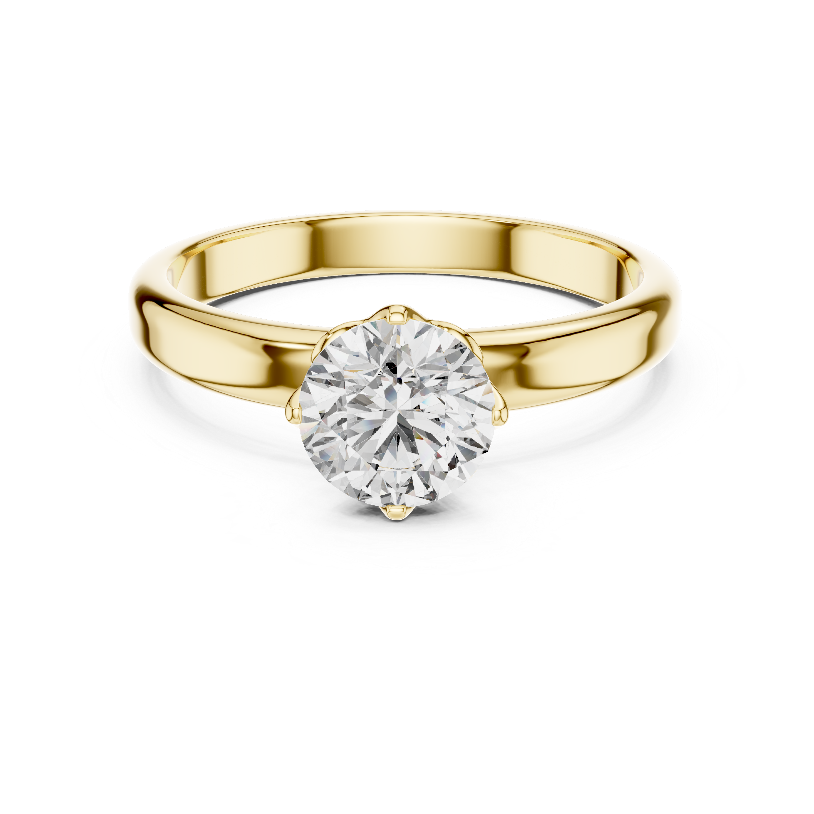 925 Silver 1 CT Moissanite Classic Solitaire Engagement Ring 14K Gold Plated
