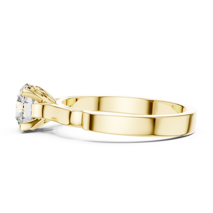 14K Gold Round Solitaire Moissanite Engagement Ring – Sculpted Design 925 Silver