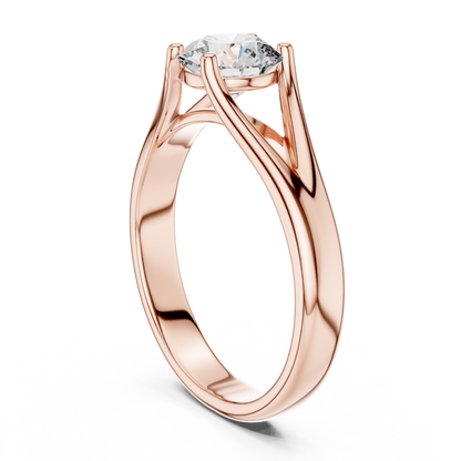 925 Silver Round Moissanite Split-Shank Solitaire Engagement Ring 14K Gold Plated