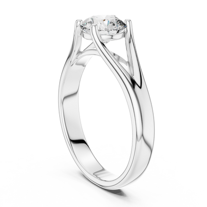925 Silver Round Moissanite Split-Shank Solitaire Engagement Ring 14K Gold Plated