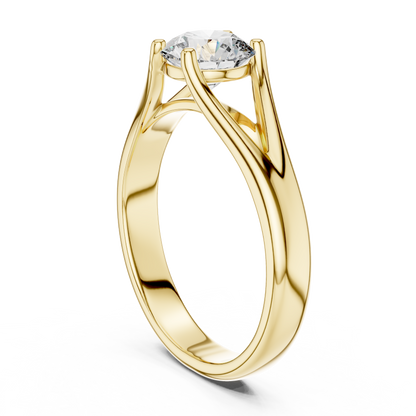 925 Silver Round Moissanite Split-Shank Solitaire Engagement Ring 14K Gold Plated