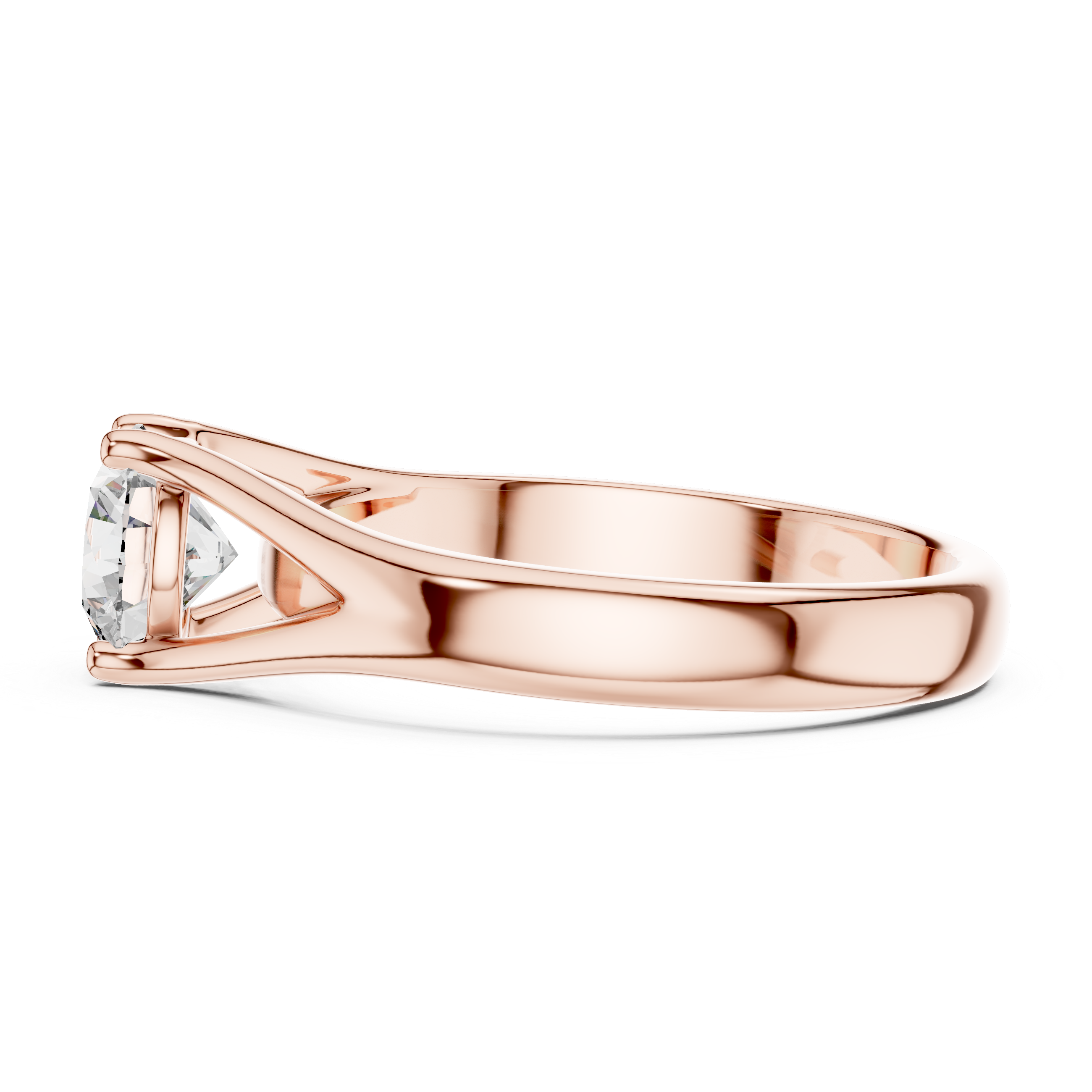 925 Silver Round Moissanite Split-Shank Solitaire Engagement Ring 14K Gold Plated