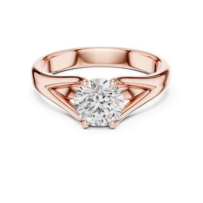 925 Silver Round Moissanite Split-Shank Solitaire Engagement Ring 14K Gold Plated