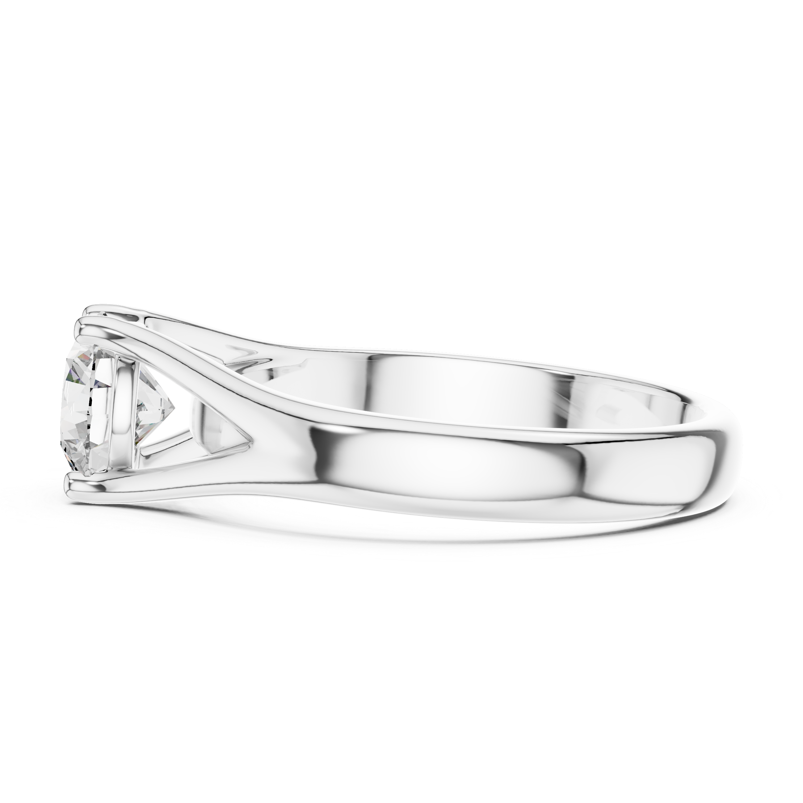 925 Silver Round Moissanite Split-Shank Solitaire Engagement Ring 14K Gold Plated