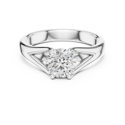 925 Silver Round Moissanite Split-Shank Solitaire Engagement Ring 14K Gold Plated