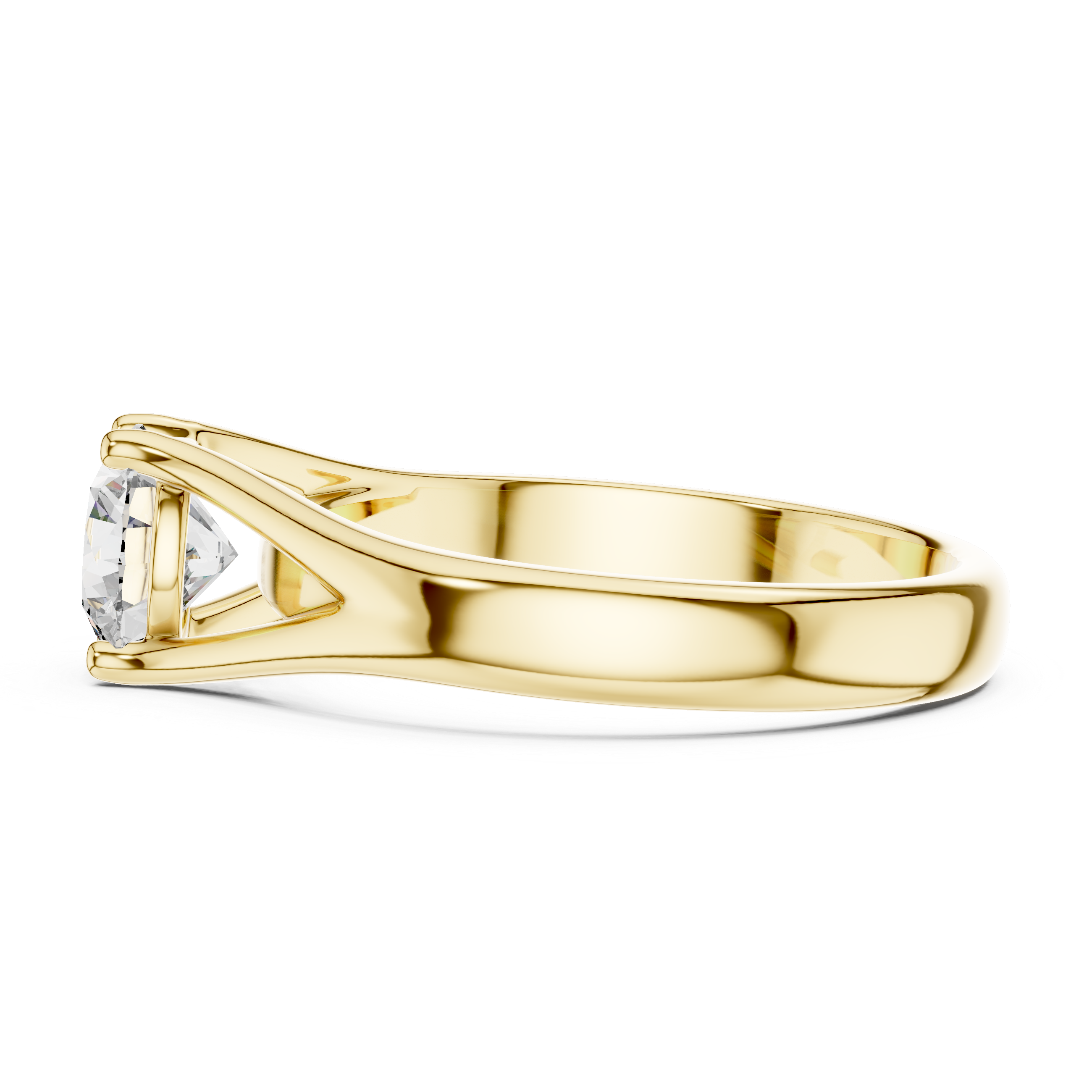925 Silver Round Moissanite Split-Shank Solitaire Engagement Ring 14K Gold Plated