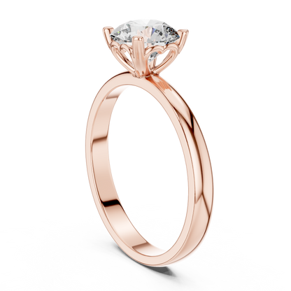14K Gold Round Brilliant Solitaire Engagement Ring – Classic Four-Prong Setting 925 Silver