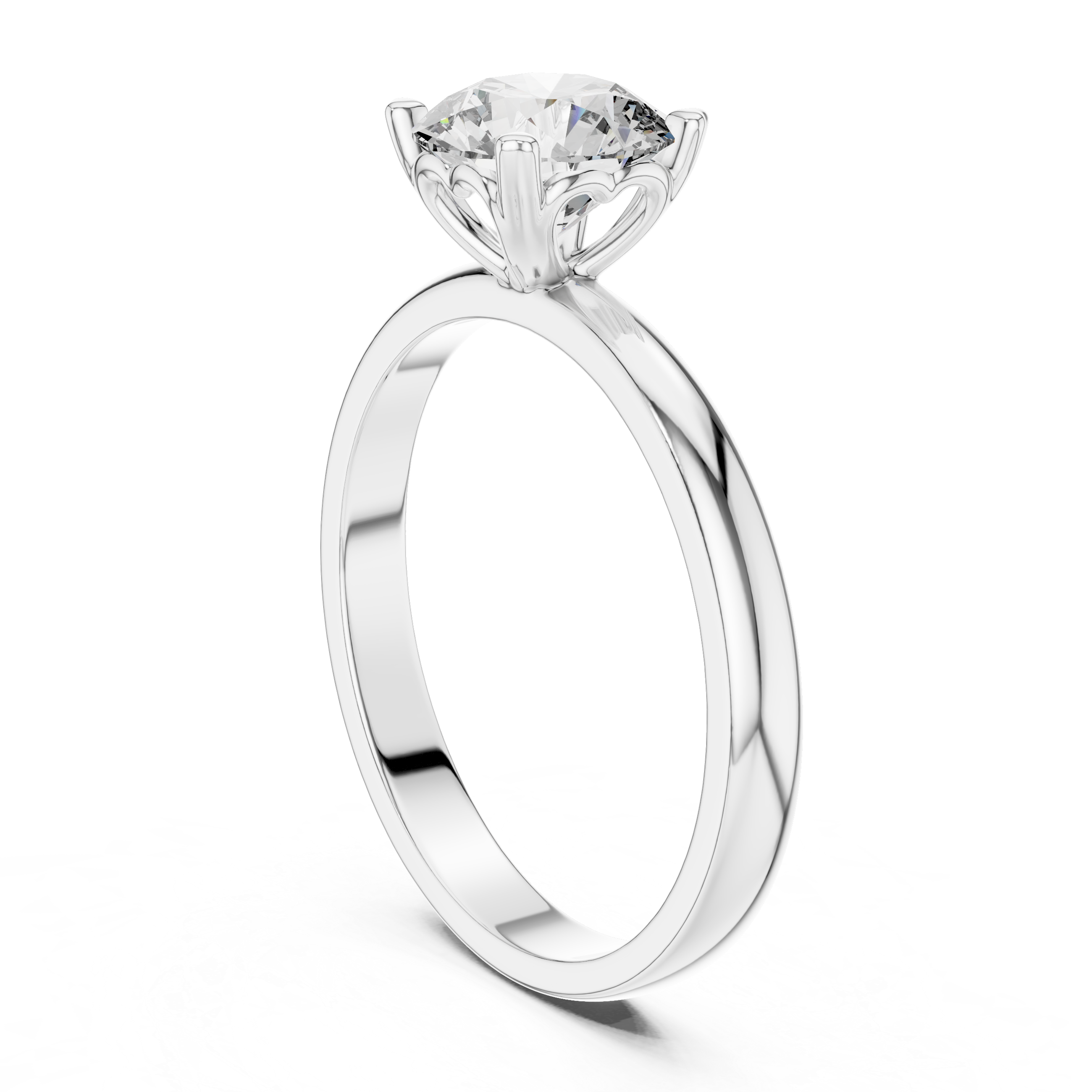 14K Gold Round Brilliant Solitaire Engagement Ring – Classic Four-Prong Setting 925 Silver