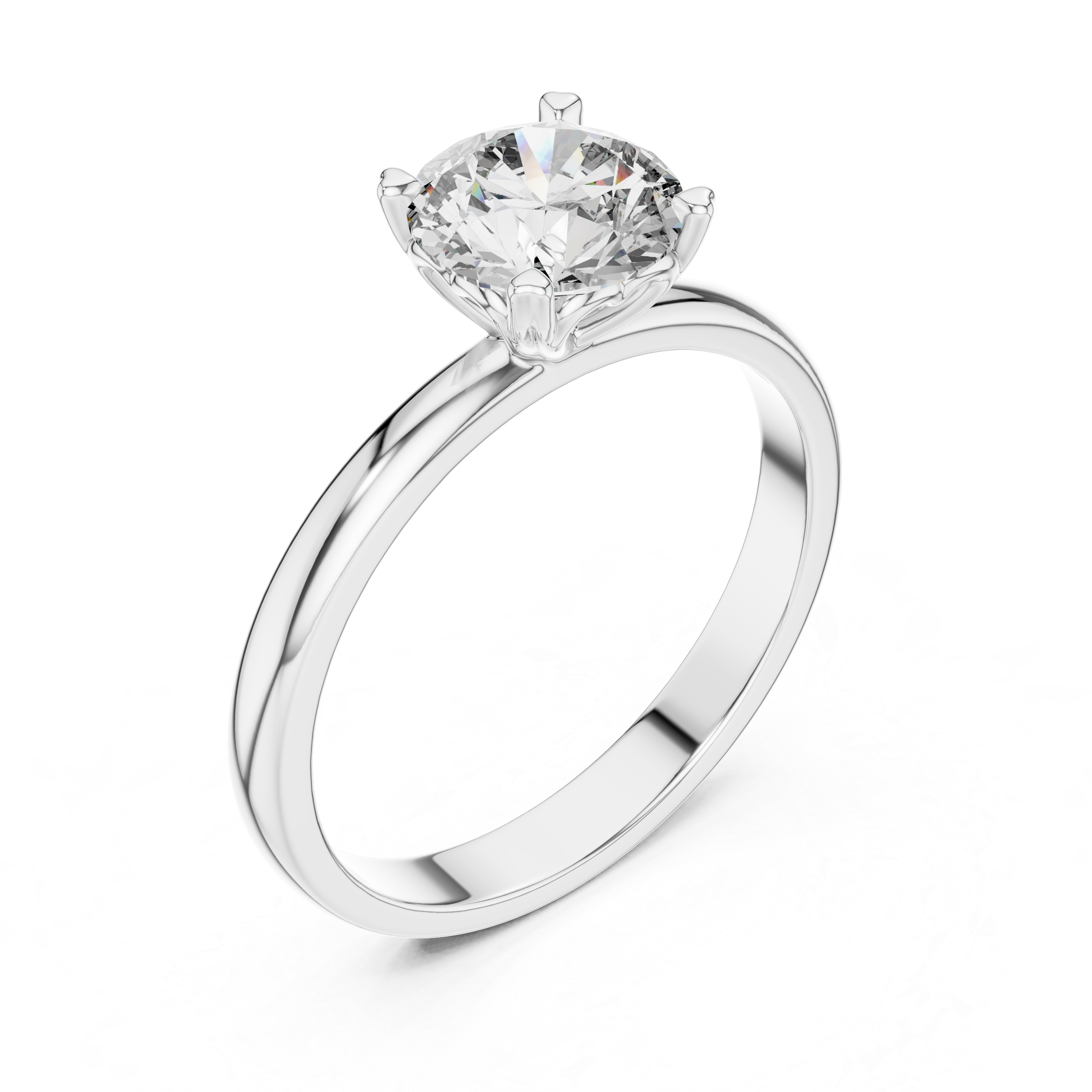 14K Gold Round Brilliant Solitaire Engagement Ring – Classic Four-Prong Setting 925 Silver