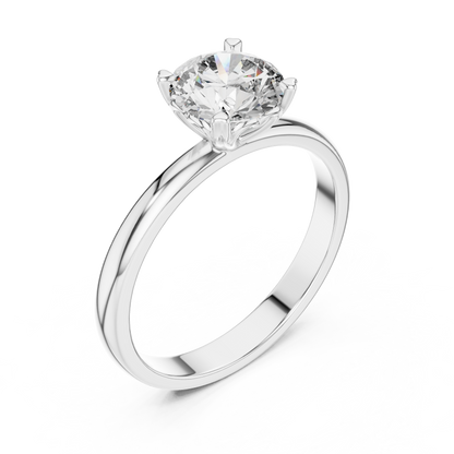 14K Gold Round Brilliant Solitaire Engagement Ring – Classic Four-Prong Setting 925 Silver