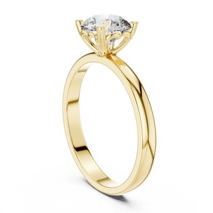 14K Gold Round Brilliant Solitaire Engagement Ring – Classic Four-Prong Setting 925 Silver