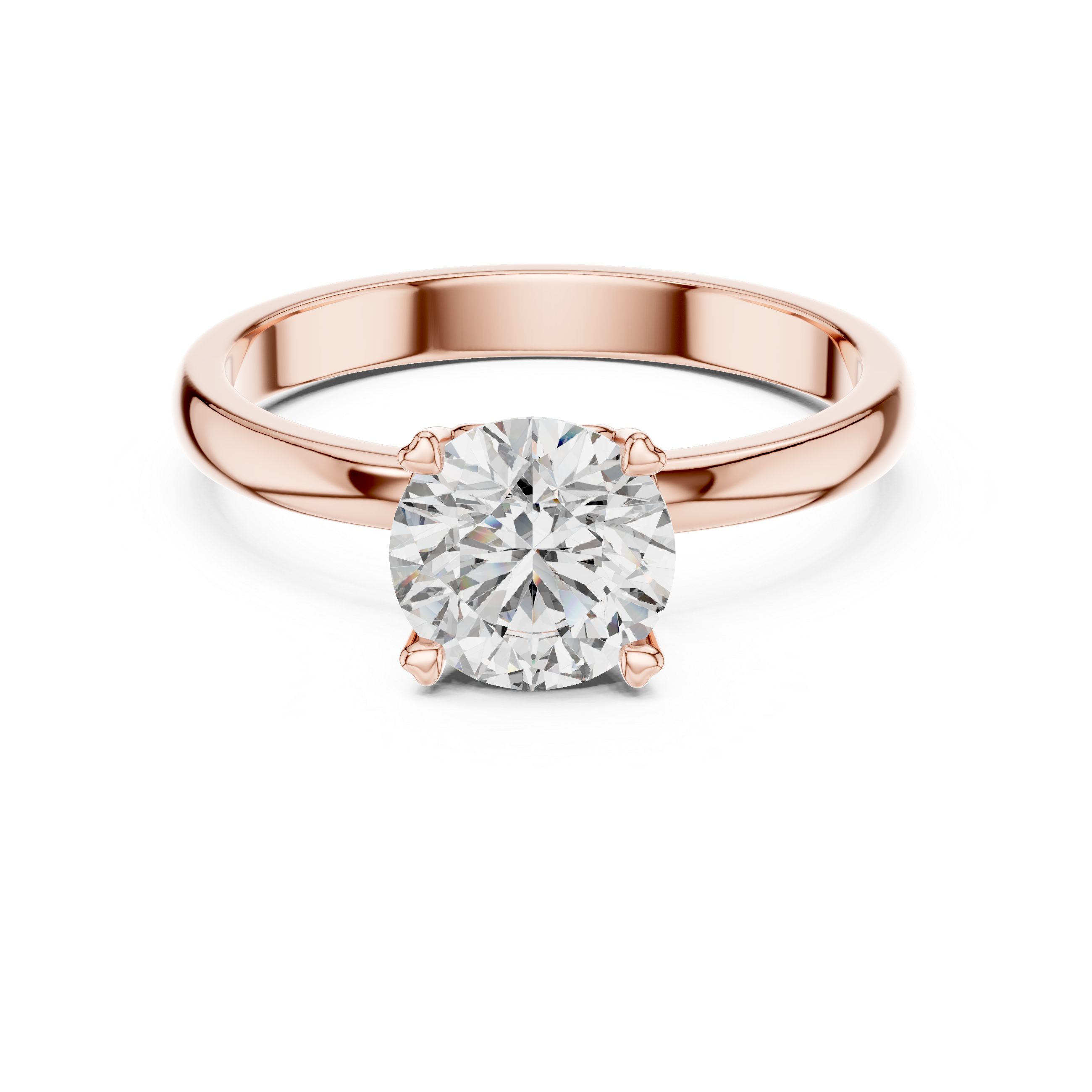 14K Gold Round Brilliant Solitaire Engagement Ring – Classic Four-Prong Setting 925 Silver
