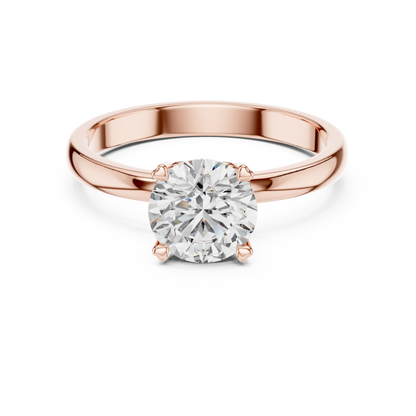 14K Gold Round Brilliant Solitaire Engagement Ring – Classic Four-Prong Setting 925 Silver