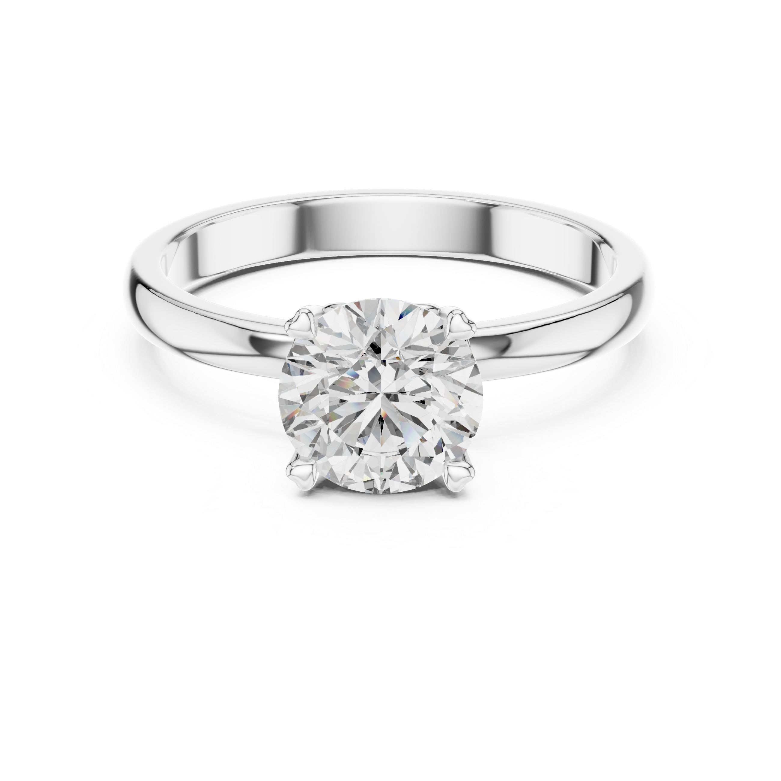14K Gold Round Brilliant Solitaire Engagement Ring – Classic Four-Prong Setting 925 Silver