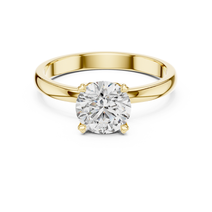14K Gold Round Brilliant Solitaire Engagement Ring – Classic Four-Prong Setting 925 Silver