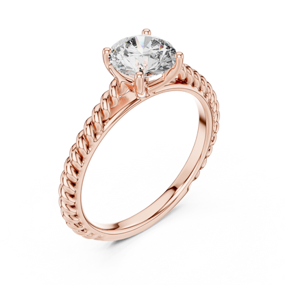 925 Silver Moissanite Classic Round Solitaire Engagement Ring 14K Gold Plated