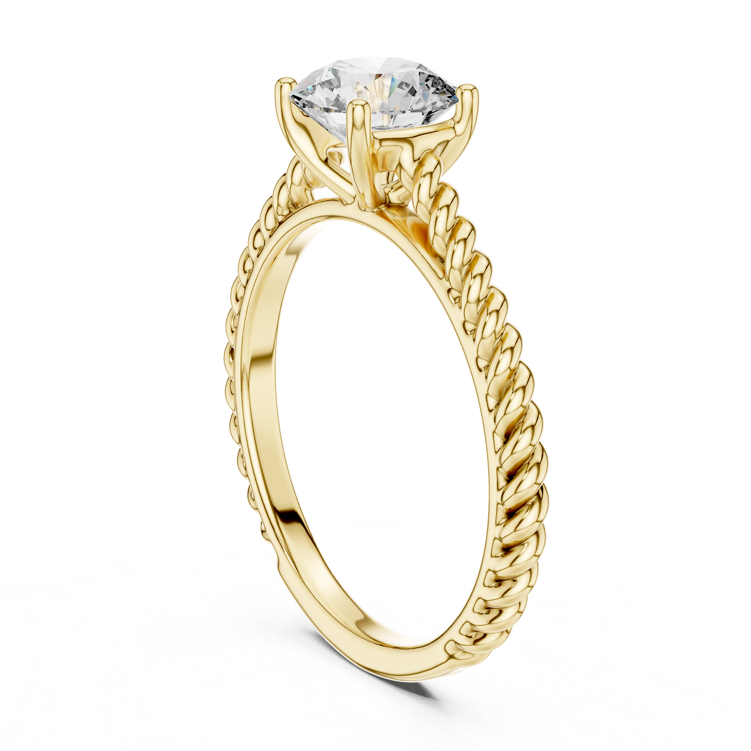 925 Silver Moissanite Classic Round Solitaire Engagement Ring 14K Gold Plated