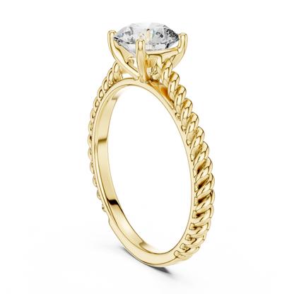 925 Silver Moissanite Classic Round Solitaire Engagement Ring 14K Gold Plated
