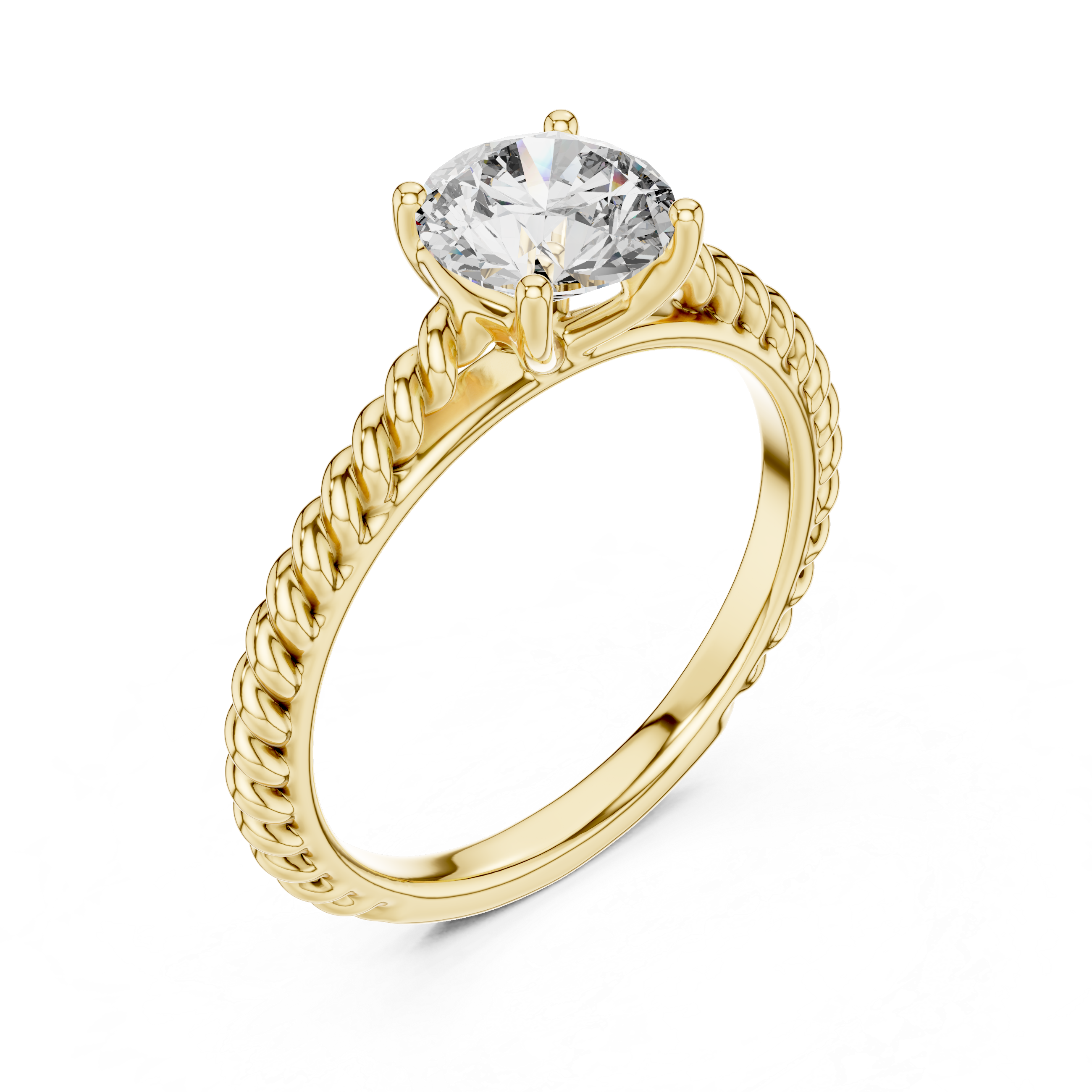 925 Silver Moissanite Classic Round Solitaire Engagement Ring 14K Gold Plated