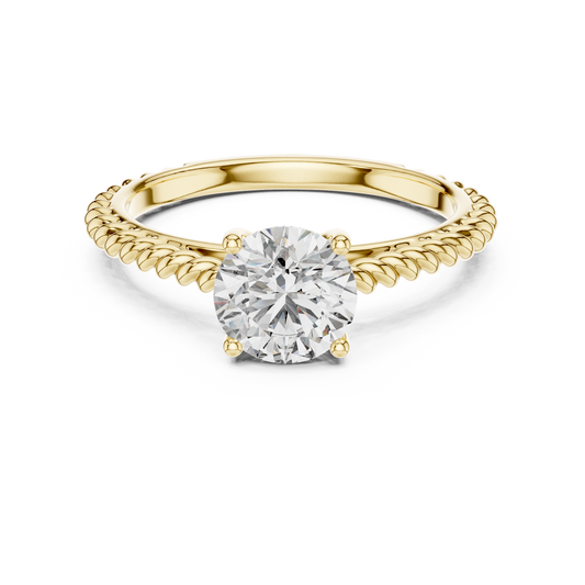 925 Silver Moissanite Classic Round Solitaire Engagement Ring 14K Gold Plated