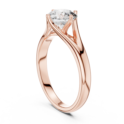 925 Silver Round Moissanite Split-Shank Solitaire Engagement Ring 14K Gold Plated
