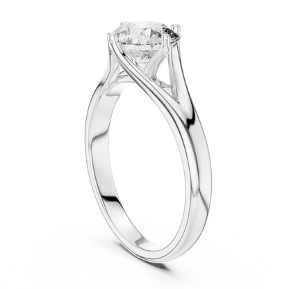925 Silver Round Moissanite Split-Shank Solitaire Engagement Ring 14K Gold Plated