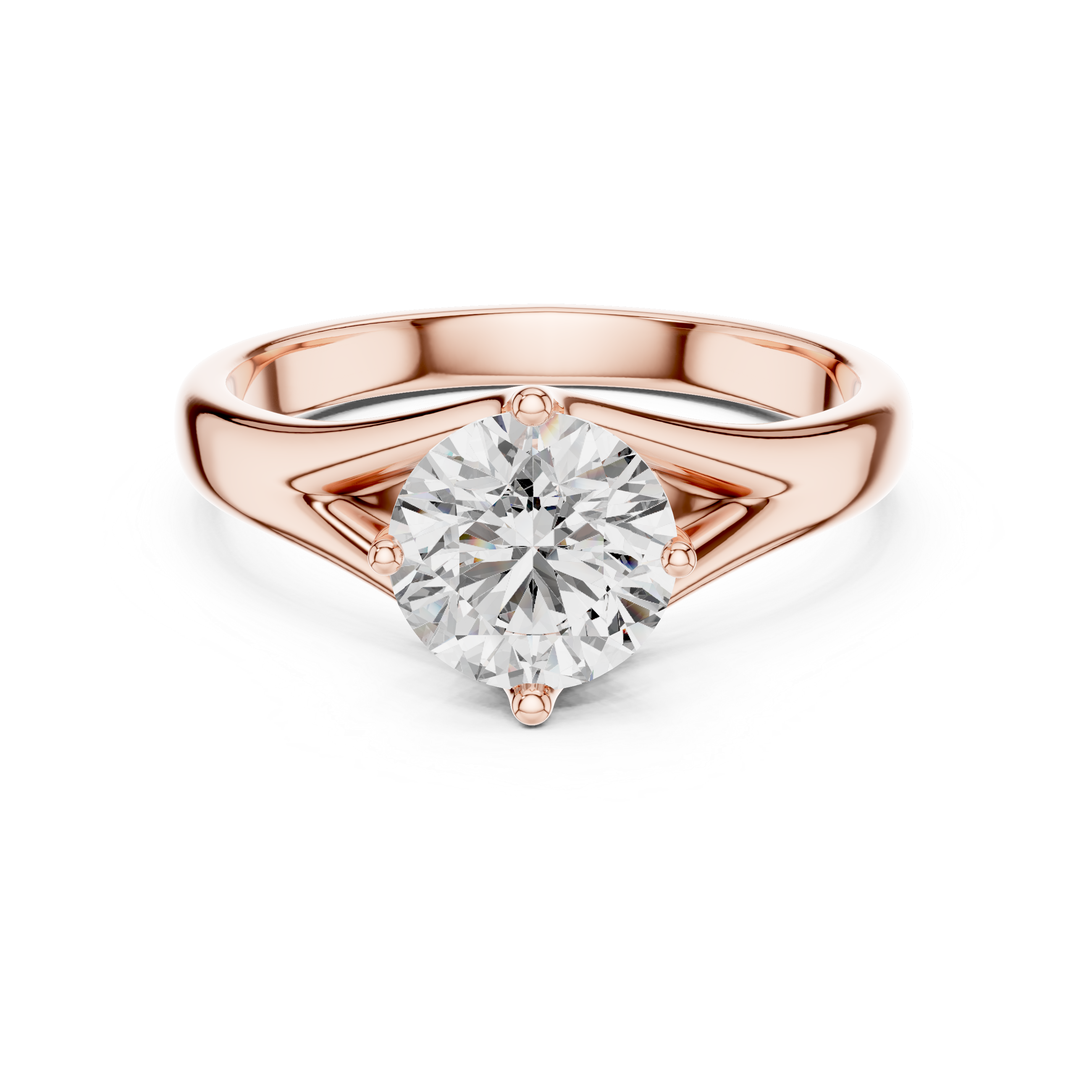 925 Silver Round Moissanite Split-Shank Solitaire Engagement Ring 14K Gold Plated
