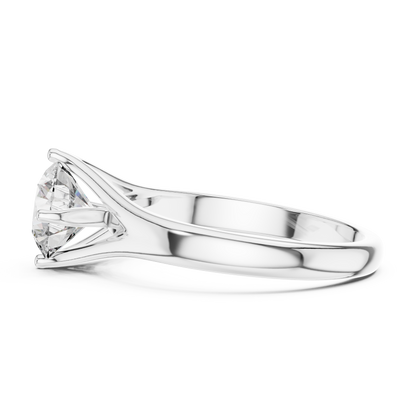 925 Silver Round Moissanite Split-Shank Solitaire Engagement Ring 14K Gold Plated