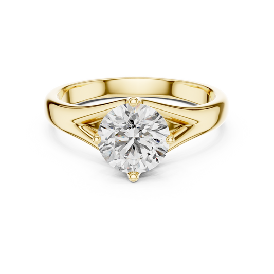 925 Silver Round Moissanite Split-Shank Solitaire Engagement Ring 14K Gold Plated