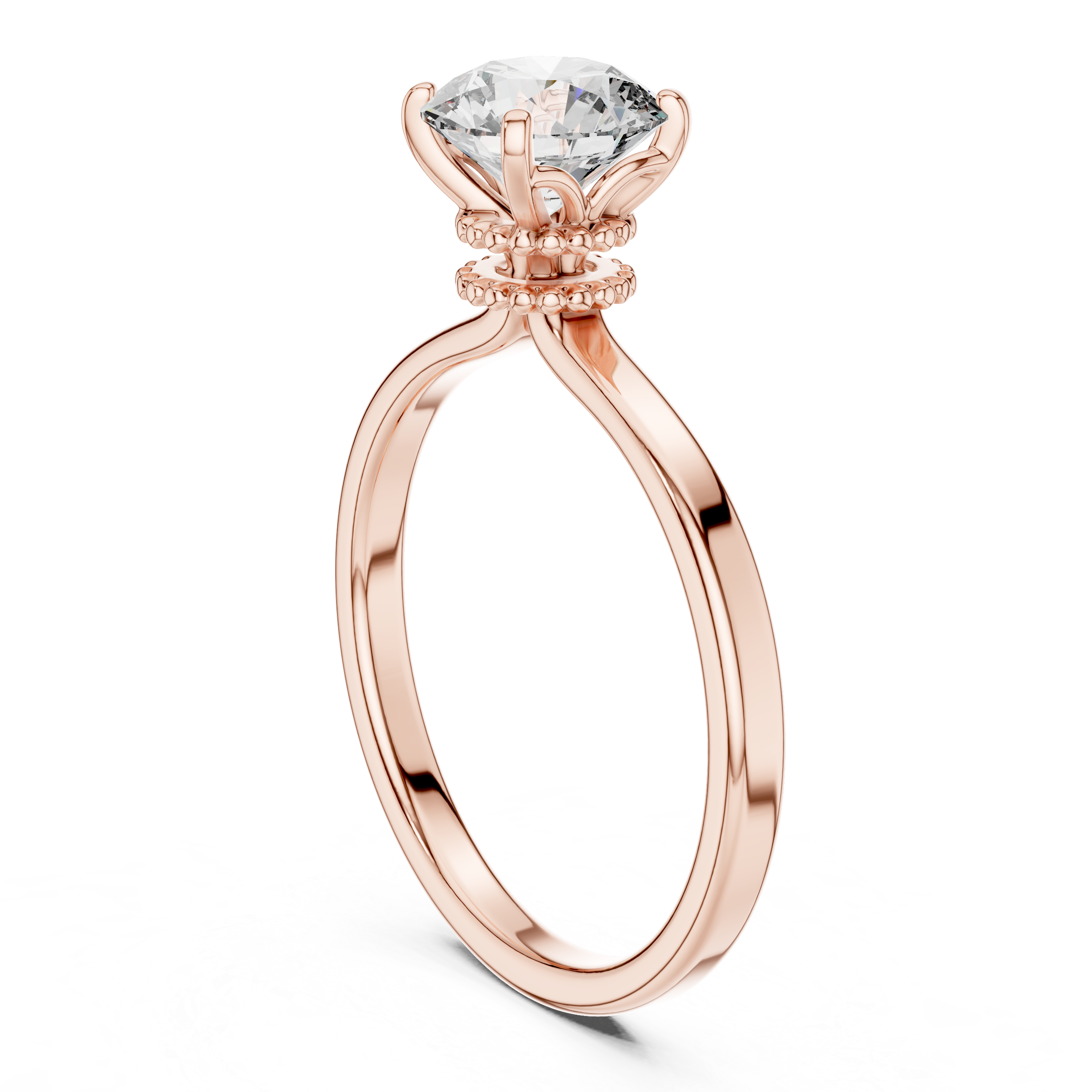 925 Silver Round Brilliant Moissanite Solitaire Engagement Ring 14K Gold Plated