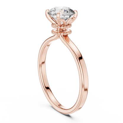 925 Silver Round Brilliant Moissanite Solitaire Engagement Ring 14K Gold Plated