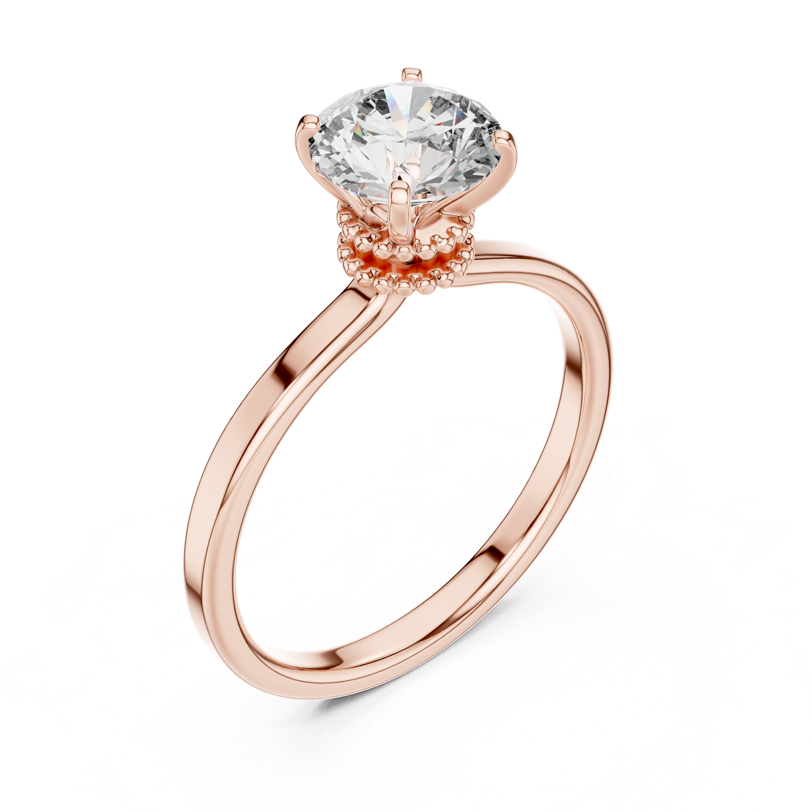 925 Silver Round Brilliant Moissanite Solitaire Engagement Ring 14K Gold Plated