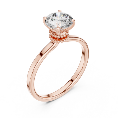 925 Silver Round Brilliant Moissanite Solitaire Engagement Ring 14K Gold Plated