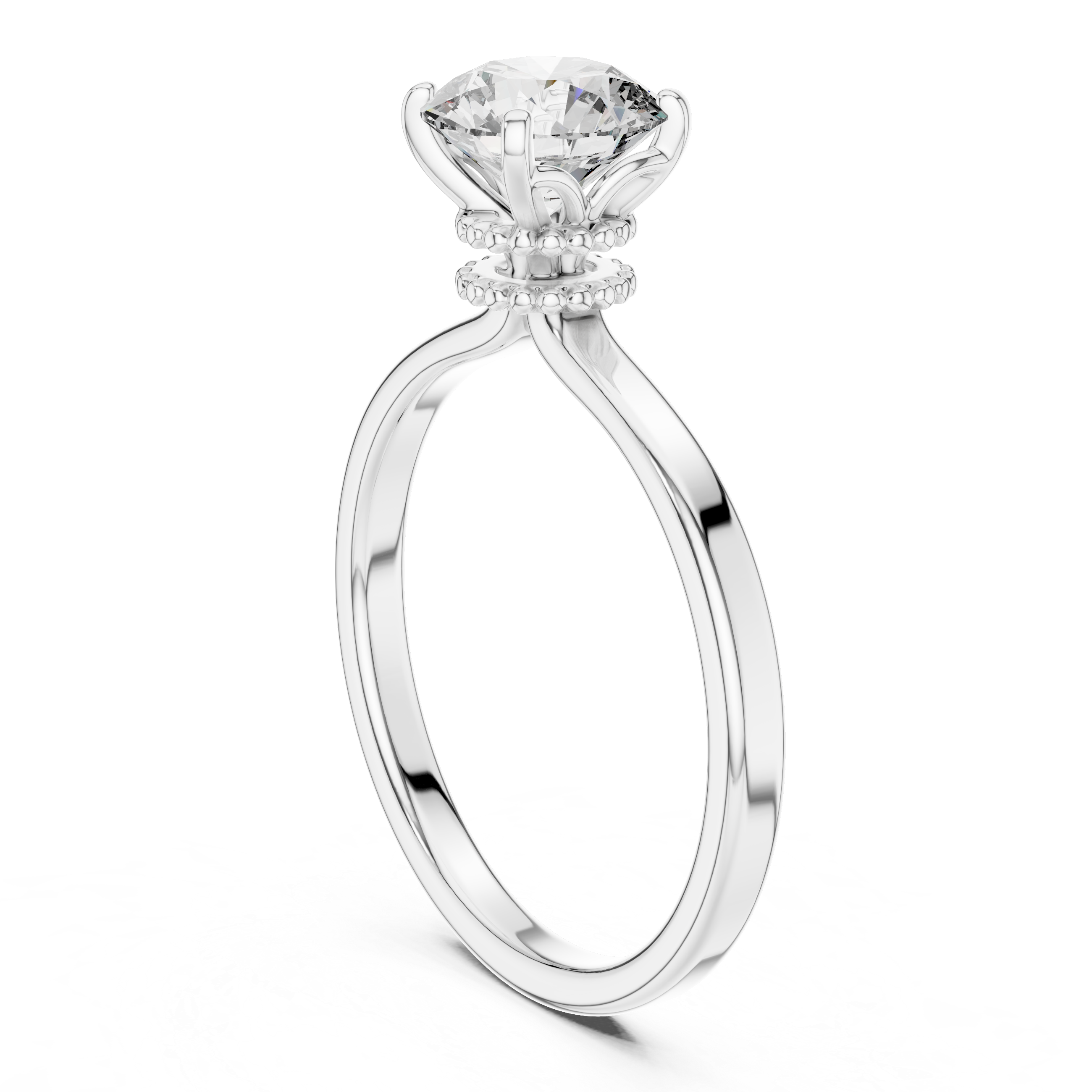 925 Silver Round Brilliant Moissanite Solitaire Engagement Ring 14K Gold Plated