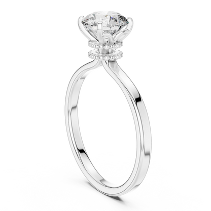 925 Silver Round Brilliant Moissanite Solitaire Engagement Ring 14K Gold Plated