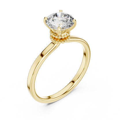 925 Silver Round Brilliant Moissanite Solitaire Engagement Ring 14K Gold Plated