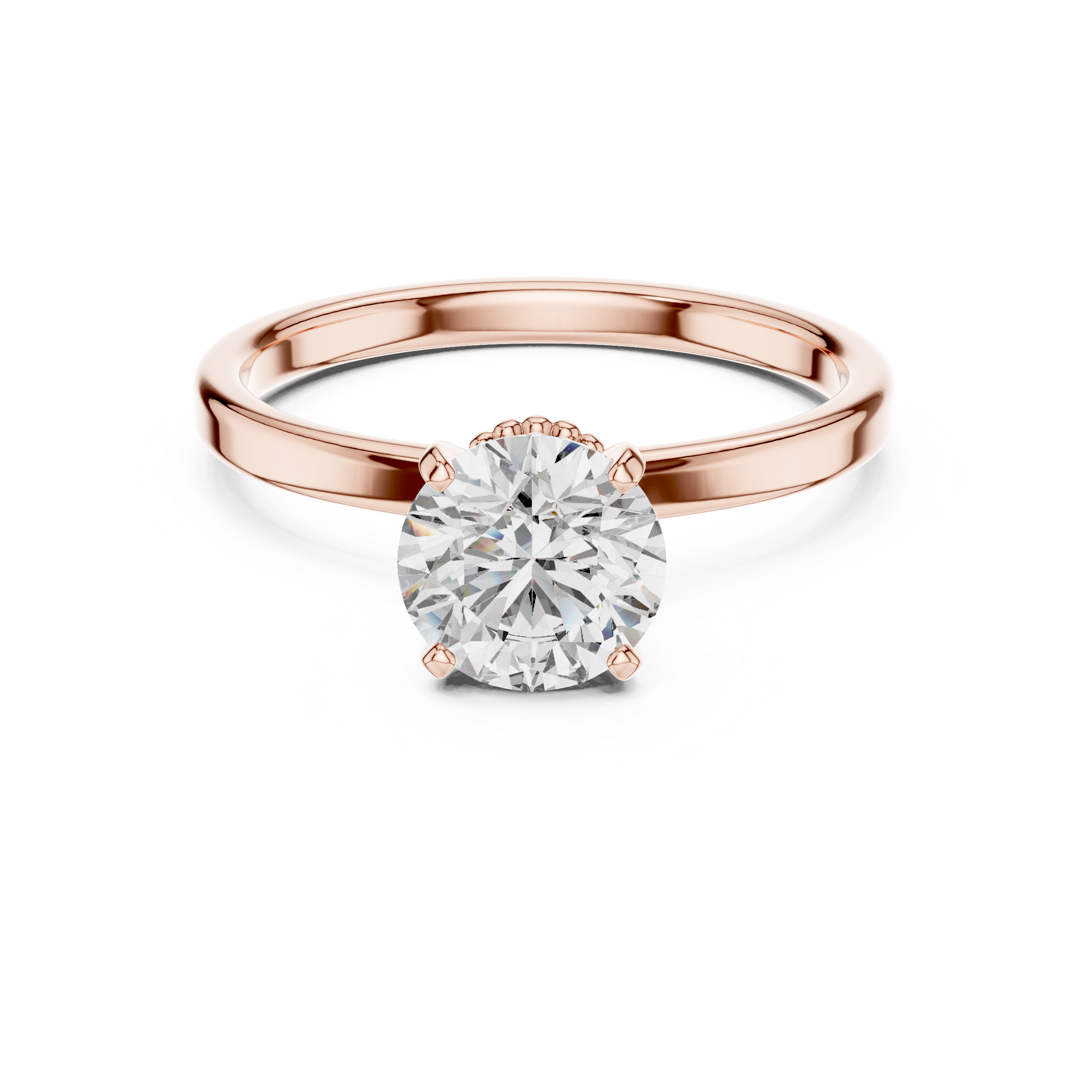 925 Silver Round Brilliant Moissanite Solitaire Engagement Ring 14K Gold Plated