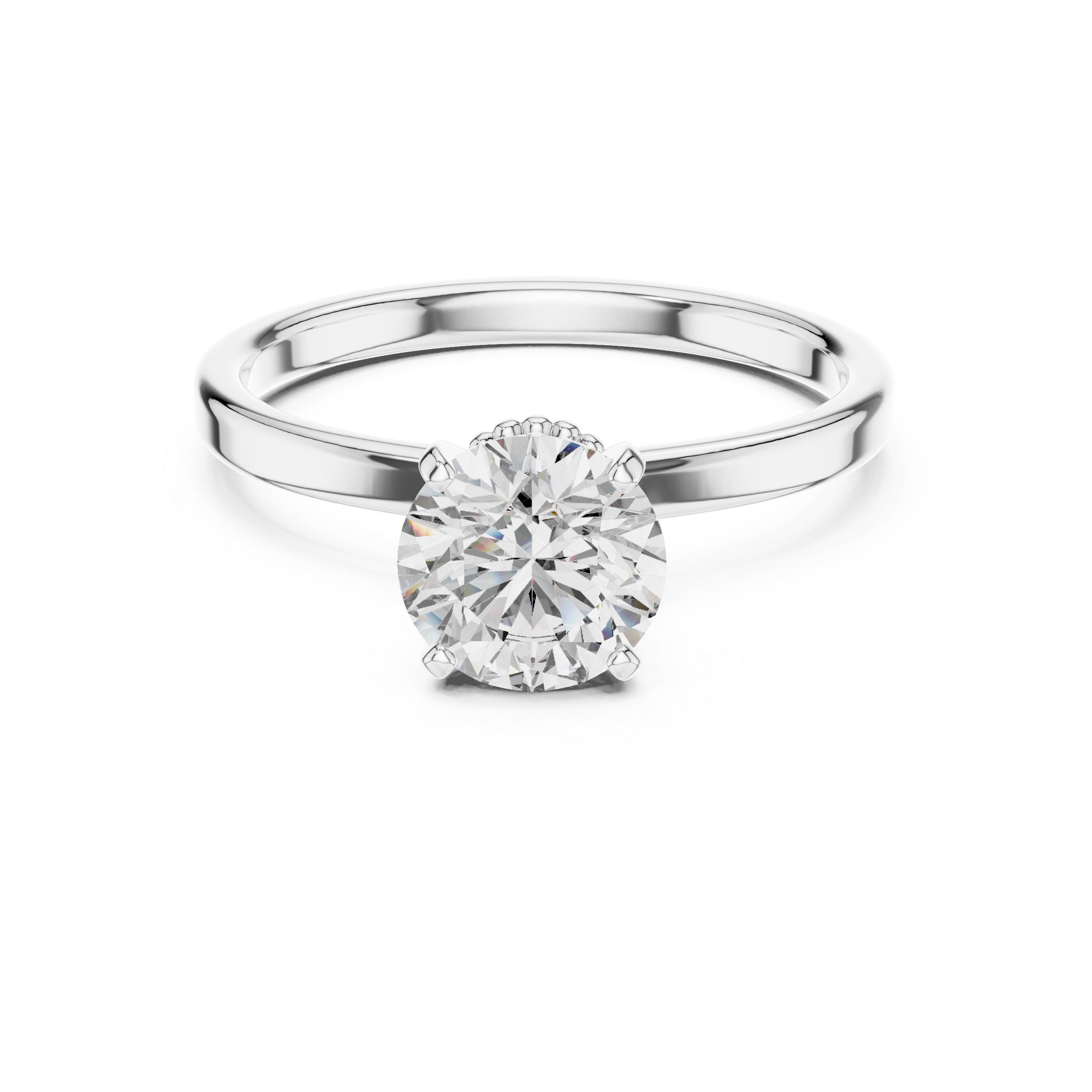925 Silver Round Brilliant Moissanite Solitaire Engagement Ring 14K Gold Plated