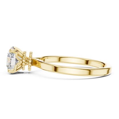 925 Silver Round Brilliant Moissanite Solitaire Engagement Ring 14K Gold Plated