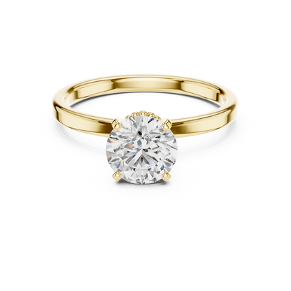 925 Silver Round Brilliant Moissanite Solitaire Engagement Ring 14K Gold Plated