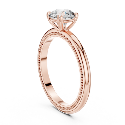 925 Silver Moissanite Classic Round Solitaire Engagement Ring 14K Gold Plated