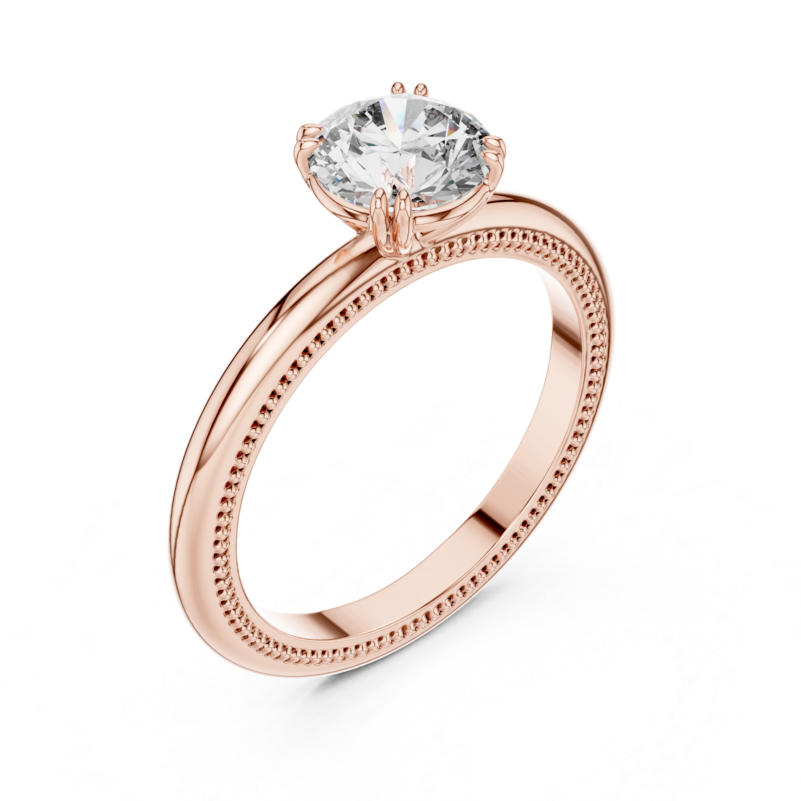 925 Silver Moissanite Classic Round Solitaire Engagement Ring 14K Gold Plated