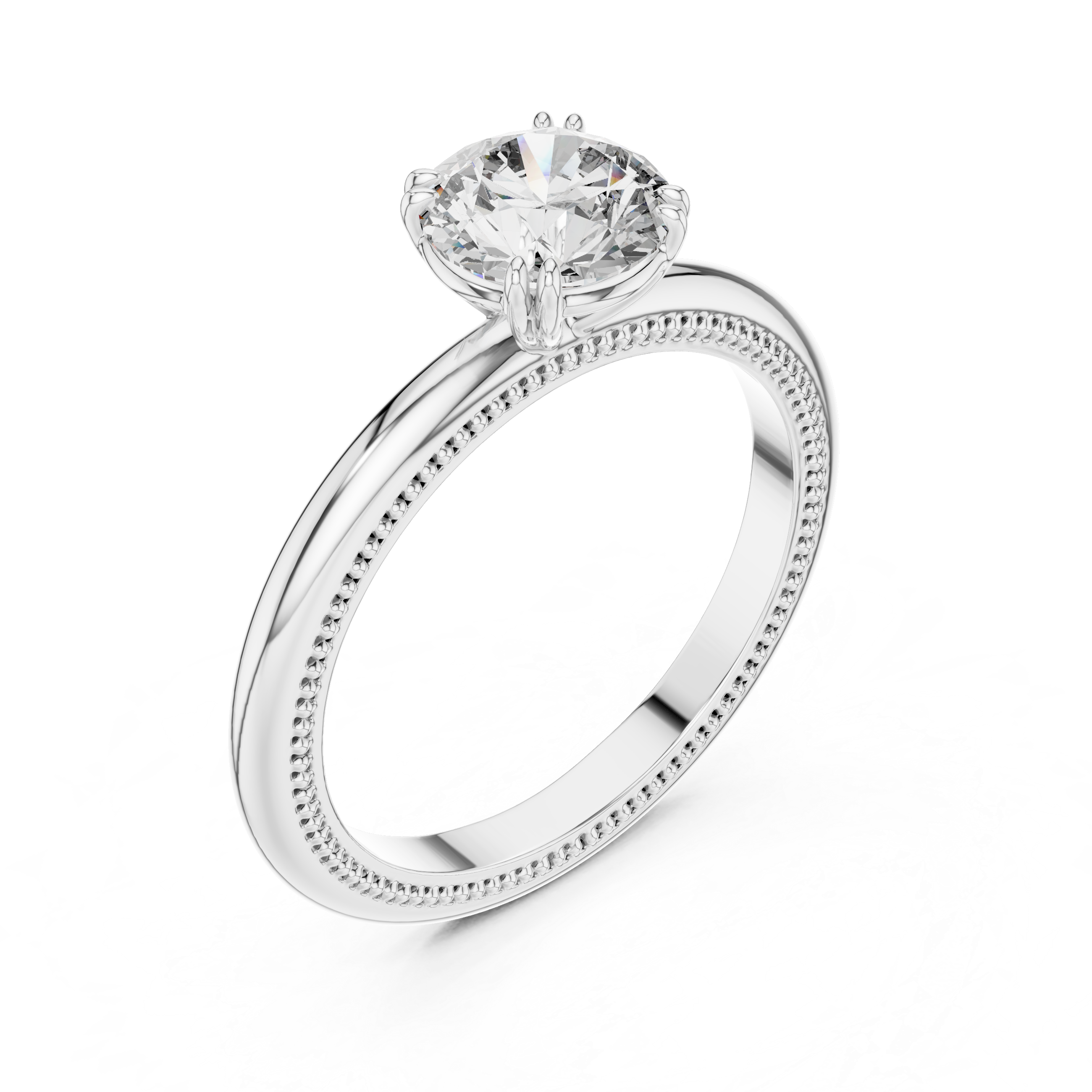 925 Silver Moissanite Classic Round Solitaire Engagement Ring 14K Gold Plated