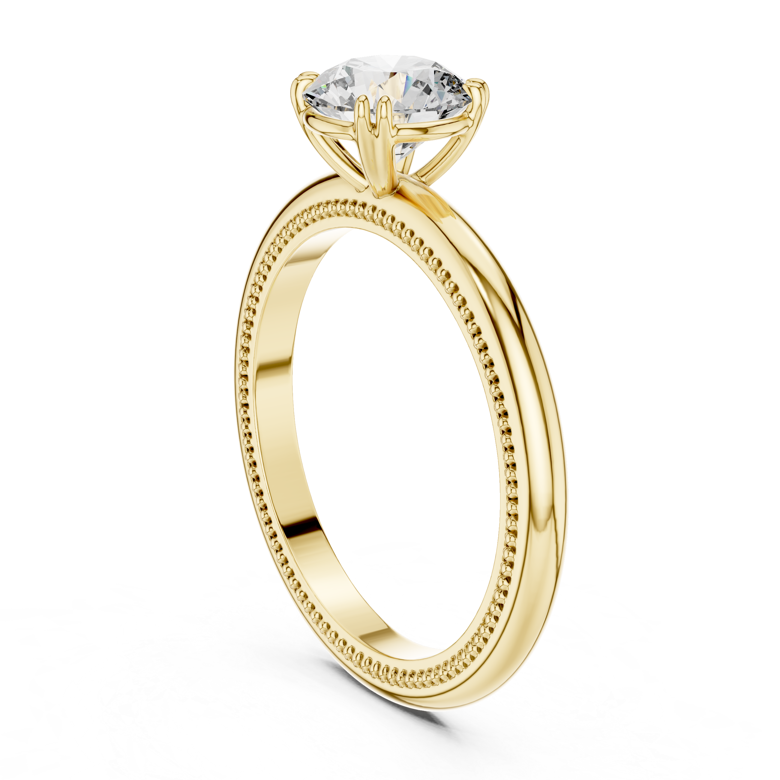 925 Silver Moissanite Classic Round Solitaire Engagement Ring 14K Gold Plated