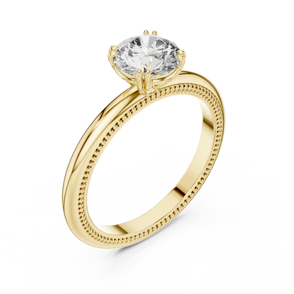 925 Silver Moissanite Classic Round Solitaire Engagement Ring 14K Gold Plated
