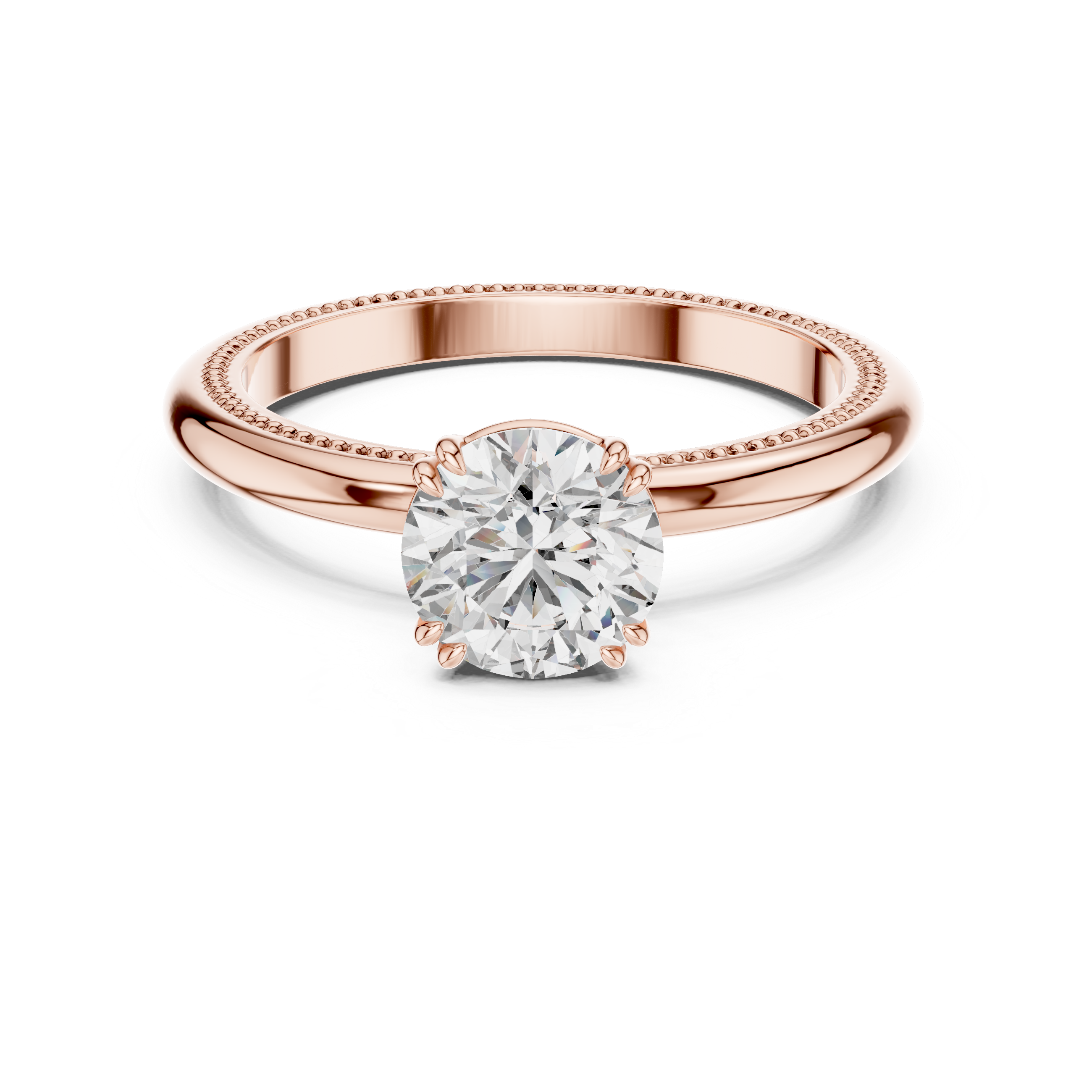 925 Silver Moissanite Classic Round Solitaire Engagement Ring 14K Gold Plated